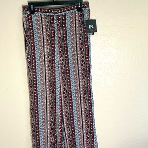 I.N. San Francisco wide leg boho patterned pants in Polyester with stretch wa…